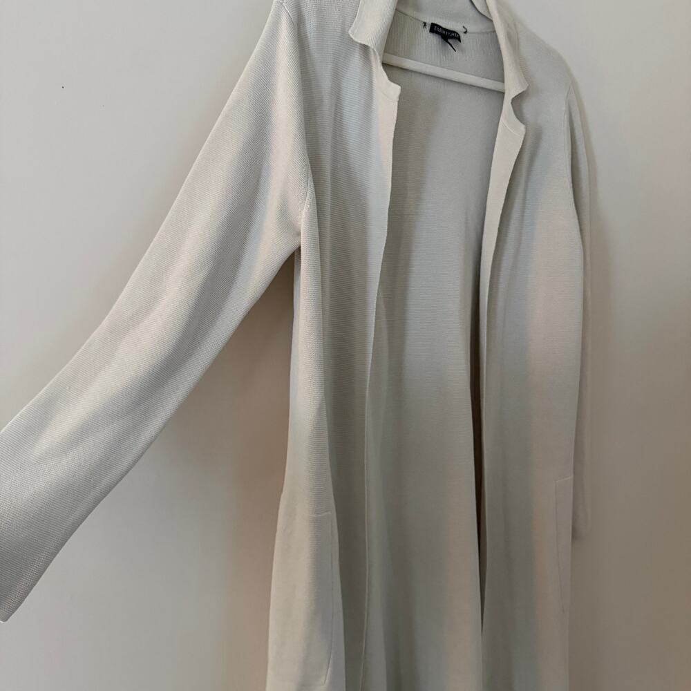 Eileen Fisher Longline Cardigan Sweater Blazer Silk Cotton Blend Size Medium - Picture 6 of 9